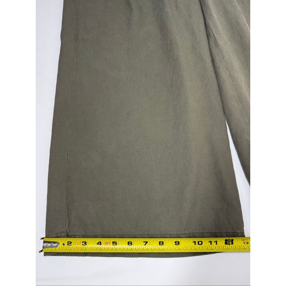 Madewell Wide Leg Crop Pants Women Size 14 Green Lyocell Linen Cotton High Rise - Picture 10 of 16